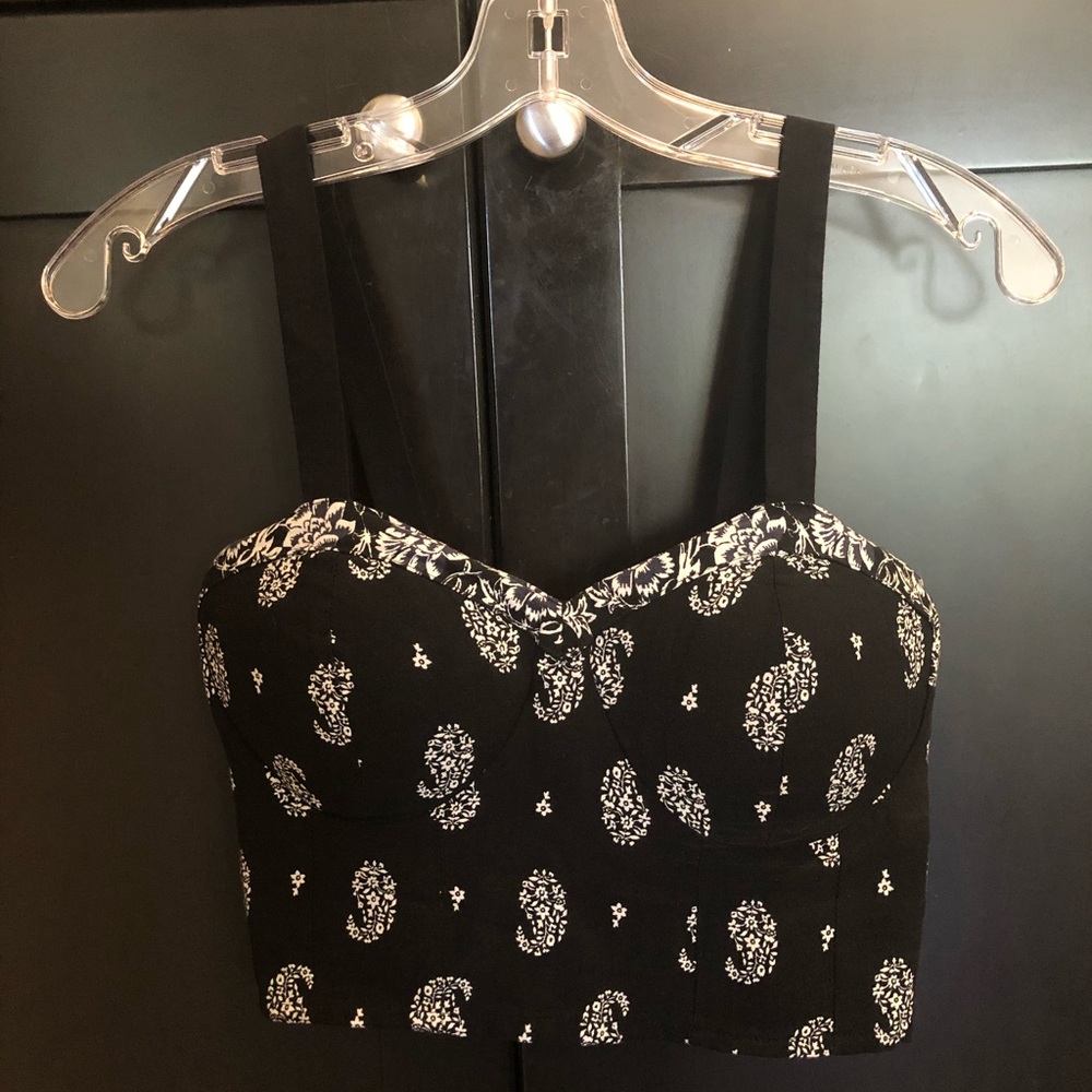 Black and white bustier crop top